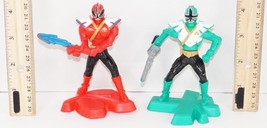 2 Lot - Red &amp; Green Power Rangers Super Samurai Mcdonalds Toy Figures Used 2012 - £3.16 GBP