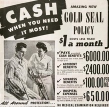 1944 Service Life Insurance Gold Policy Advertisement Omaha Nebraska DWA20 - $19.99