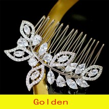 High quality elegant zirconia leaves gold / silver crystal bride hair co... - £33.62 GBP