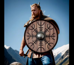 Vegvisir Viking Shield For Wall Décor Authentic Battleward Wooden Viking... - £131.34 GBP