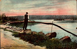 Togus Maine Me - Fishing Togus Lake - Antique Made In Germany Postcard -BK58 - £5.53 GBP