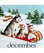 Dogs Sledding In December Dog Days Poster Calendar 14 x 11&quot; Art Leigh DW... - $42.03 CAD