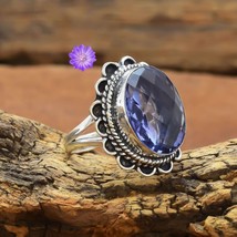 Anniversary Gift For Her Natural Iolite Cluster Ring Size  925 Silver - £7.40 GBP