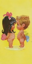 Big Eye Children : Little Boy + Girl ready for a Bath Nude Cuties series Illustr - £27.70 GBP