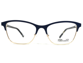 Diane von Furstenberg Brille Rahmen DVF8073 425 Blau Gold Cat Eye 50-16-135 - £36.48 GBP