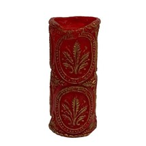 Vintage Red and Gold Embossed Pillar Candle 6 3/4” - £7.91 GBP