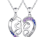 Best Friend Necklace for 2 Set, 925 Sterling Silver BFF Half Heart Engra... - $70.21