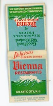 Diamond Matchbook Vienna Atlantic City NJ restaurant Advertising Vintage... - $14.01