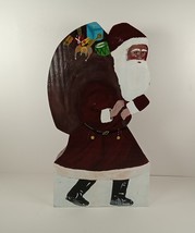 Hand-Crafted Wooden Painted Santa Claus St. Nick Standing Christmas Decoration - £11.42 GBP