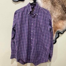 TAILORBYRD Mens L Purple Plaid Dress Shirt Egyptian Cotton Preppy Work O... - $18.50