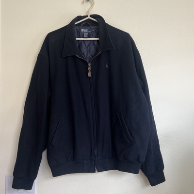 Vtg Polo Ralph Lauren Jacket Mens 2XL Navy 100% Wool Quilt Lined Full Zi... - £72.79 GBP