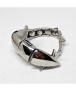 Men&#39;s Big Shark Stainless Steel Bracelet Heavy Polished Silver Tone - £18.13 GBP