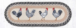 Earth Rugs OP-430 Roosters Oval Patch Runner 13&quot; x 36&quot; - £35.47 GBP