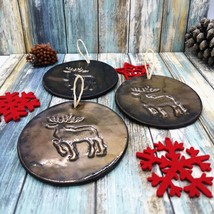 1Pc Golden Handmade Ceramic Hanging Reindeer Ornament, Christmas Tree Decoration - £24.91 GBP