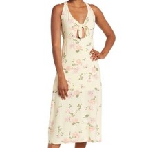 Abound Womens Sundress Yellow Floral Front Tie Midi Sleeveless Beachy M New - $15.79