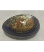 Prussia Francois Boucher Oval Trinket Box Blue Cobalt Couple on Picnic V... - $30.59 CAD