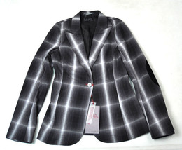 BABAKUL Cotton 1 Button Blazer Jacket Black Gray Check SMALL NWT - £14.75 GBP