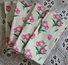 Homemade Set of Four (4) ~ 19&quot; Square ~ Cotton Napkins ~ Multicolor Floral Print - £11.81 GBP