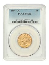 1891-CC $5 PCGS MS63 - £4,488.65 GBP