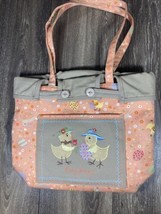 Longaberger Easter Fields Spring Chick Peach/Khaki Cloth Tote Bag Purse - £11.98 GBP