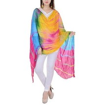 Women girls dupatta Jacquard Chunni Party wear MultiCol 2 Mt Rainbow - £16.14 GBP