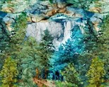 59&quot; x 108&quot; Panel Cedarcrest Falls Scenic Backing Teal Multi Fabric Panel... - $40.90