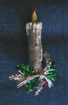 Gerry&#39;s Elegant Silver-tone Christmas Candle Brooch 1960s vintage 2 1/8&quot; - £11.81 GBP