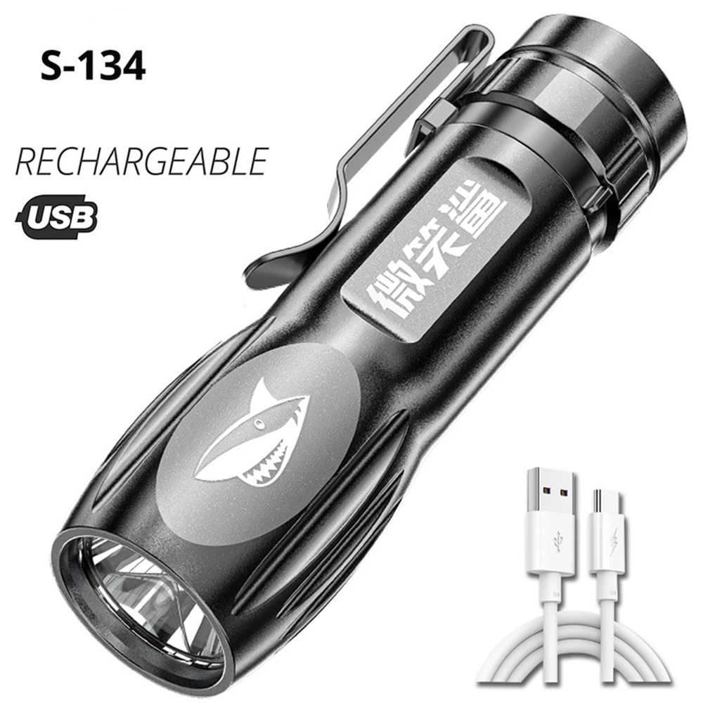 Mini LED Flashlight Small Strong Light Flashlight Portable USB Rechargeable - £9.44 GBP