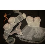 Victoria&#39;s Secret 34C BRA SET+BABYDOLL+thong White Pink Embroidered BRID... - £213.95 GBP