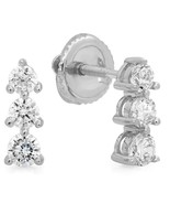 0.75CT Simulated Diamond Three-Stone Stud Earrings 14k White Gold Plated... - $68.24