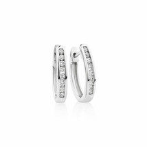 0.40CT Channel-Set Simulated Diamond Huggie/Hoop Earrings 14K White Gold Plated - £36.67 GBP