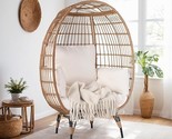 Wicker Egg Chair With 4 Cushions, Steel Frame, Outdoor Indoor Oversized ... - £456.13 GBP
