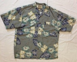 Men&#39;s Size Large Tommy Bahama 100% Silk Green Blue Hawaiian Shirt - £30.52 GBP