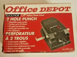 Office Depot Brand 2 Hole Punch,Item #825-307,1/4&quot; Holes All Metal Const... - £9.12 GBP