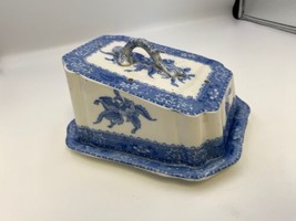 Vintage Copeland Spode CAMILLA Blue Cheese Wedge Covered Dish Rare - $199.99