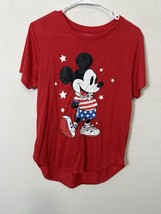 Disney Mickey Mouse Patriotic Logo Short Sleeve Red T Shirt Size Large - $19.99