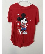 Disney Mickey Mouse Patriotic Logo Short Sleeve Red T Shirt Size Large - $27.34 CAD