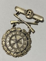 1st ARMY, EXCELLENCE IN COMPETITION, RIFLE, SILVER, BADGE, PINBACK, HALL... - $44.55
