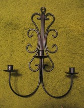 Vintage 1990&#39;s wrought iron 3 candle holder metal - £17.69 GBP