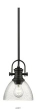 Hines 1-Light Black Chandelier with Seeded Glass Shade - $85.49
