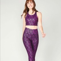 NWT Terez Rorschach Rose Foil Leggings and Sports Bra SET XS - £58.84 GBP