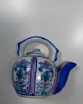 Blue and white miniature tea pot 3 1/2 x 4 inches very good - $9.65