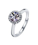 1Ct Four Claw Round Moissanite Halo 14k White Gold Over Wedding Bridal Ring - £62.48 GBP