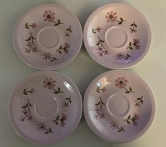 Four Vintage Mikasa Pink Puff Pastelle Saucers D6102 Made In Japan 6.25&quot; MCM - £16.92 GBP