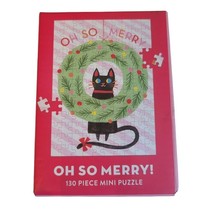 Mini Cat Puzzle Wreath Christmas Holidays Oh So Merry 130 Pieces New in Box - $6.80