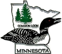 Minnesota State Outline with Common Loon Fridge Magnet - £4.71 GBP