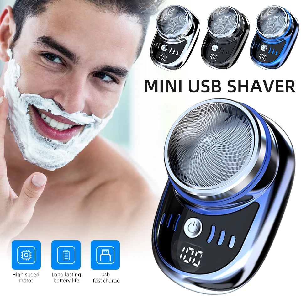 Shaver usb rechargeable pocket size beard shaving machine digital power display for man thumb200