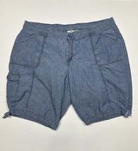 St Johns Bay Blue Chambray Cargo Shorts Women Plus Size 22W (Measure 41x11) - £10.15 GBP