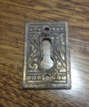 Antique 1860s Brass Eastlake Ornate Key Hole Cover Plate Lock Key Original  - £11.00 GBP