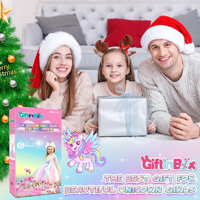 GIFTINBOX Girls Unicorn Princess Dress Unicorn Costume for Girls 3-8Y Halloween  Item image 7